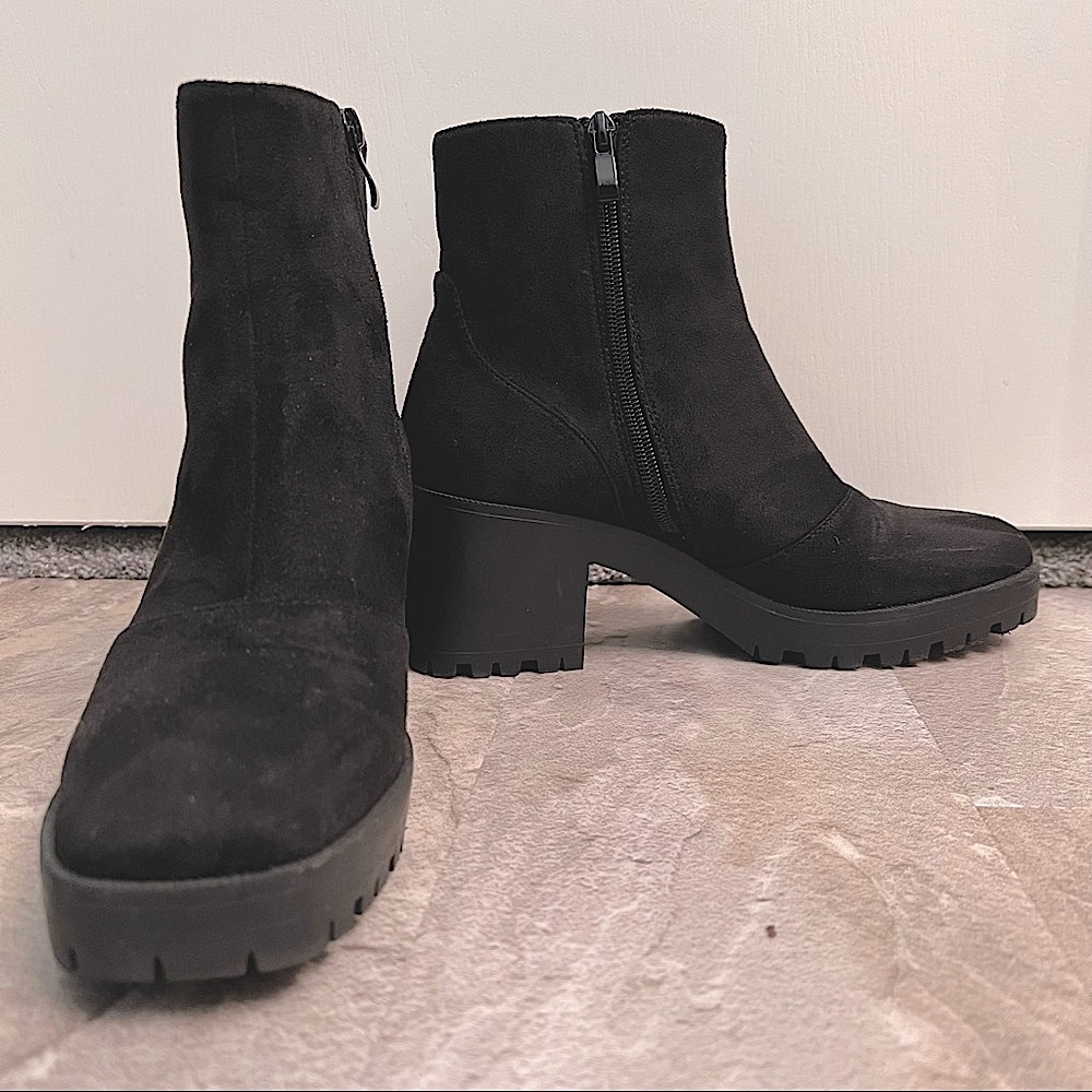 RAID Becca chunky black ankle boots faux suede